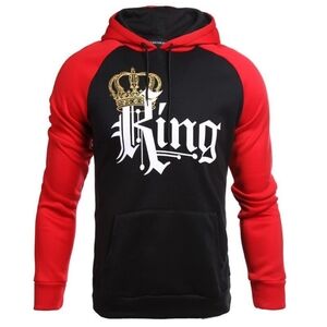 Hequ Men's Black/Red "King" Graphic Pullover Hoodie Size XL GUC